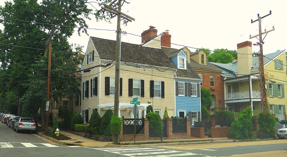 A residential street in Foxglove Hollow's historic district